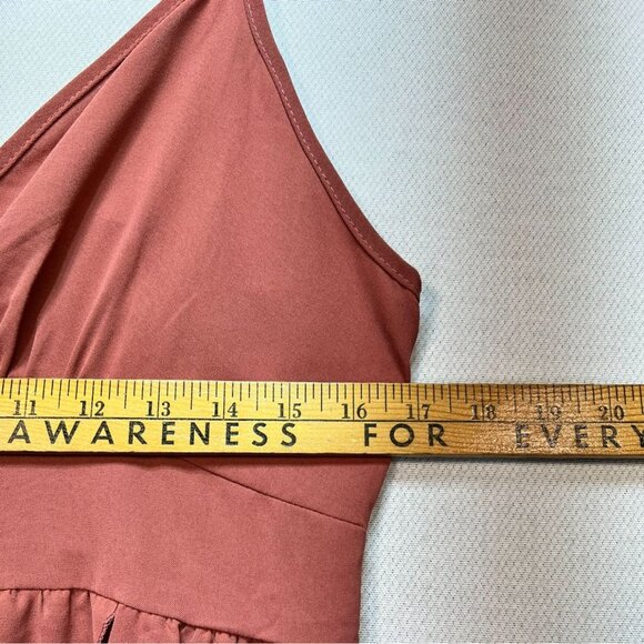 Womens Midi Sundress Large Rust Orange V-Neck Hi-Low Summer Chic Sleeveless - Picture 7 of 11